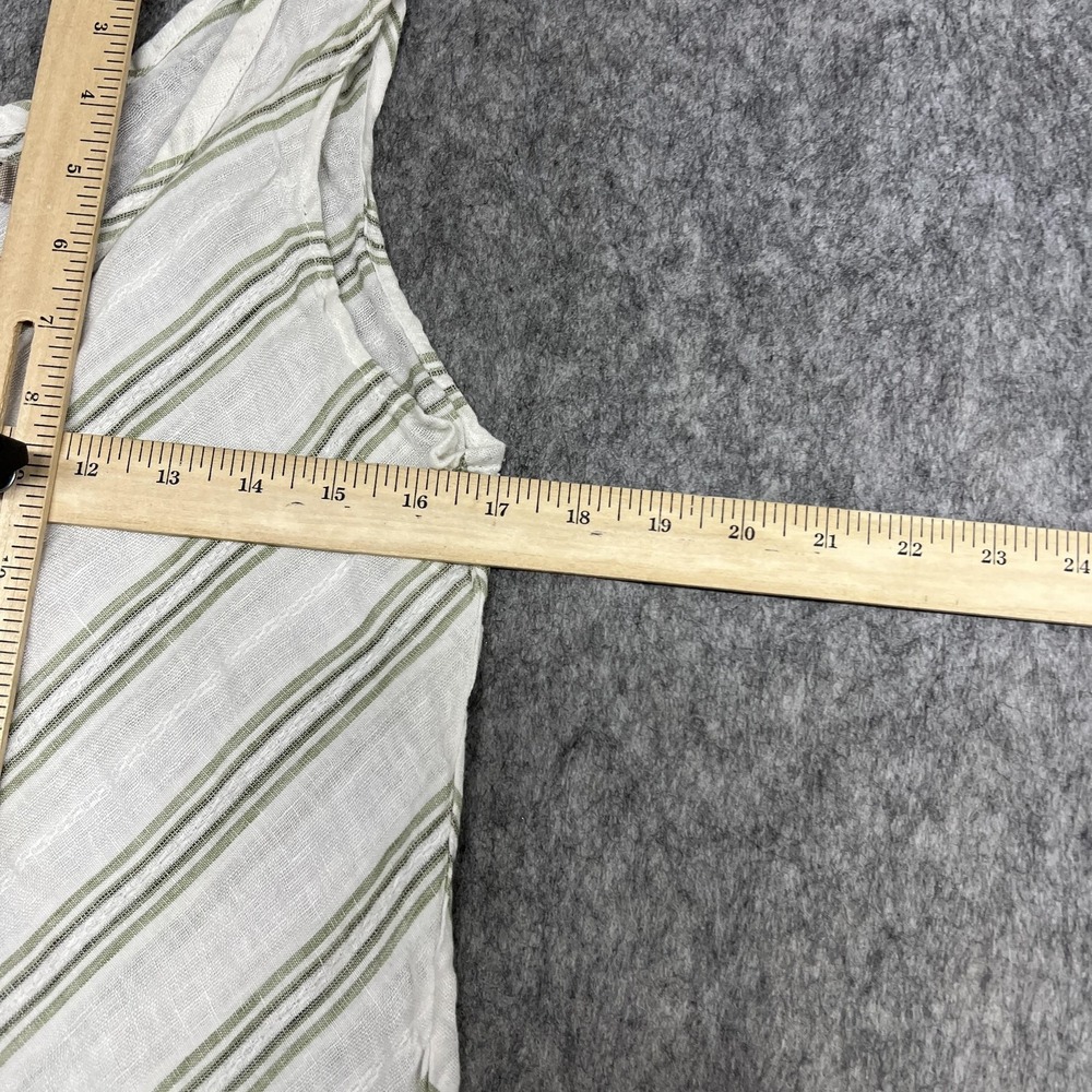 FLAX Dress Womens Small White Green Stripe Linen Sleeveless A Line Tank - Picture 5 of 14
